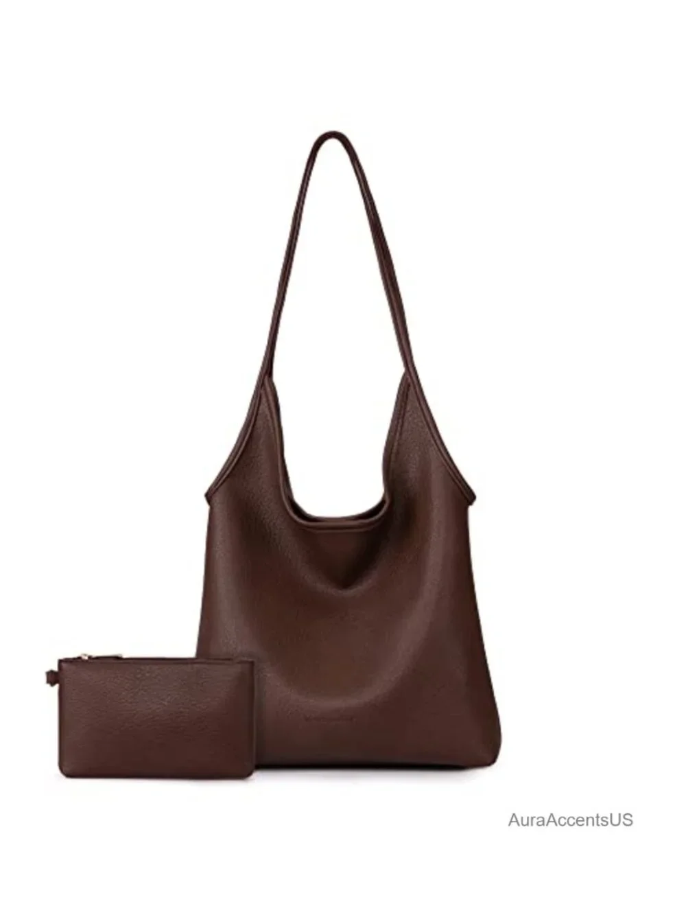 Slouchy Hobo Bag Soft Vegan Leather Shoulder Purse with Zipper Pouch Top Handle